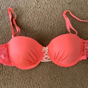 Black Fuchsia; size 36c; light orange lace; never worn